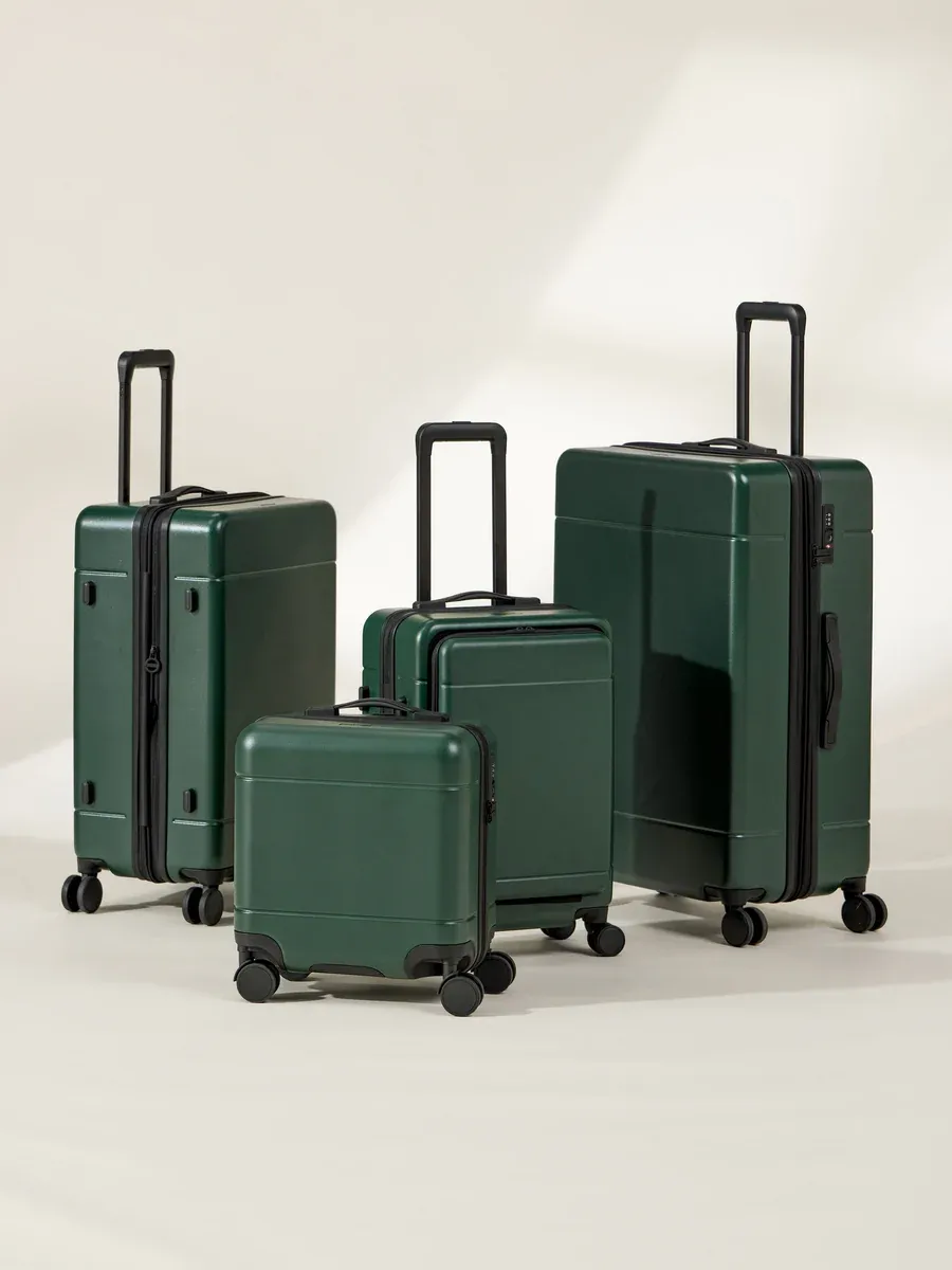 set of suitcases for an eco-friendly carry-on luggage.